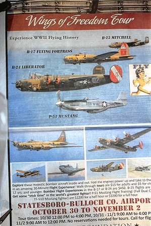 Wings of Freedom Poster Collings Foundation Tour in at Statesboro-Bulloch County Airport